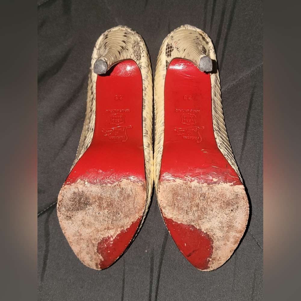 White Python "Red Bottom" Pumps - Picture 5 of 8